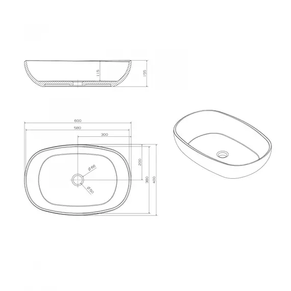 РАКОВИНА НАКЛАДНАЯ ПРОЗРАЧНАЯ ABBER KRISTALL AT2805OPAL