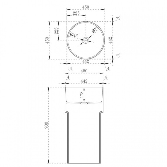 РАКОВИНА ОТДЕЛЬНОСТОЯЩАЯ ПРОЗРАЧНАЯ ABBER KRISTALL AT2701OPAL