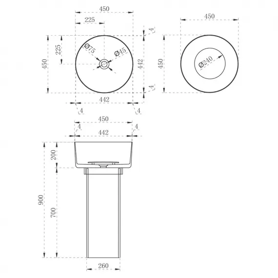 РАКОВИНА ОТДЕЛЬНОСТОЯЩАЯ ПРОЗРАЧНАЯ ABBER KRISTALL AT2702ONYX