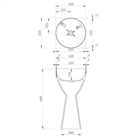 РАКОВИНА ОТДЕЛЬНОСТОЯЩАЯ ПРОЗРАЧНАЯ ABBER KRISTALL AT2703OPAL