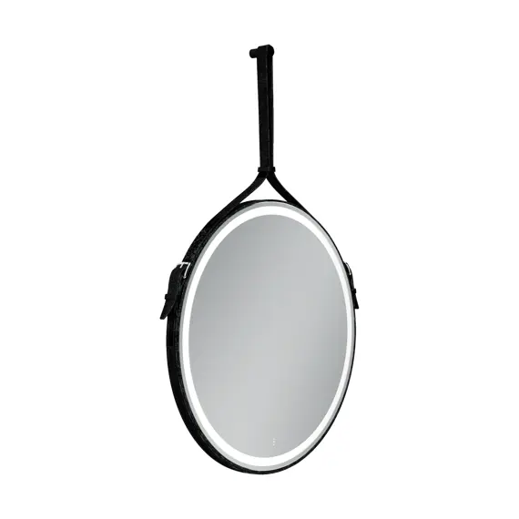 ЗЕРКАЛО ДЛЯ ВАННОЙ КОМНАТЫ  SANCOS DAMES D650 С ПОДСВЕТКОЙ , РЕМЕНЬ ИЗ НАТУРАЛЬНОЙ ЧЕРНОЙ КОЖИ, АРТ. DA650