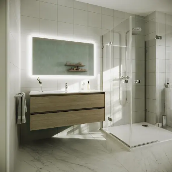 ТУМБА ПОДВЕСНАЯ SANCOS CENTO 1190Х450Х500, C ДВУМЯ ЯЩИКАМИ ОСНАЩЕННЫМИ ДОВОДЧИКАМИ, КАРПАТСКАЯ ЕЛЬ, АРТ. CN120-1KE