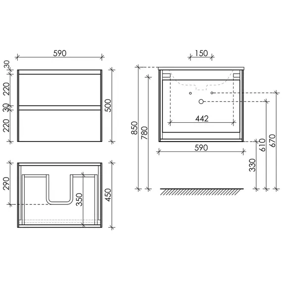 ТУМБА ПОДВЕСНАЯ SANCOS CENTO 590Х450Х500, C ДВУМЯ ЯЩИКАМИ ОСНАЩЕННЫМИ ДОВОДЧИКАМИ,БЕЛЫЙ ГЛЯНЕЦ, АРТ. CN60W