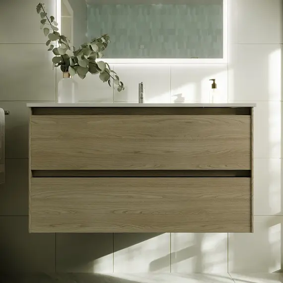 ТУМБА ПОДВЕСНАЯ SANCOS CENTO 890Х450Х500, C ДВУМЯ ЯЩИКАМИ ОСНАЩЕННЫМИ ДОВОДЧИКАМИ, КАРПАТСКАЯ ЕЛЬ, АРТ. CN90KE