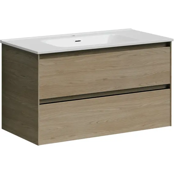 ТУМБА ПОДВЕСНАЯ SANCOS CENTO 890Х450Х500, C ДВУМЯ ЯЩИКАМИ ОСНАЩЕННЫМИ ДОВОДЧИКАМИ, КАРПАТСКАЯ ЕЛЬ, АРТ. CN90KE