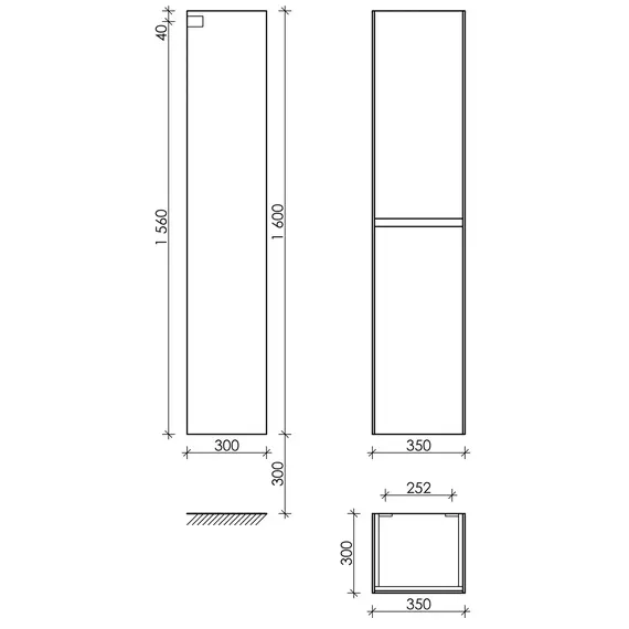ШКАФ-ПЕНАЛ SANCOS CENTO ПОДВЕСНОЙ КАРПАТСКАЯ ЕЛЬ, 350Х300Х1600 ММ, АРТ. PCN35KE