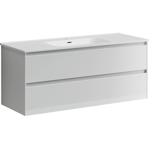 ТУМБА ПОДВЕСНАЯ SANCOS CENTO 1190Х450Х500, C ДВУМЯ ЯЩИКАМИ ОСНАЩЕННЫМИ ДОВОДЧИКАМИ, БЕЛЫЙ ГЛЯНЕЦ, АРТ. CN120-1W