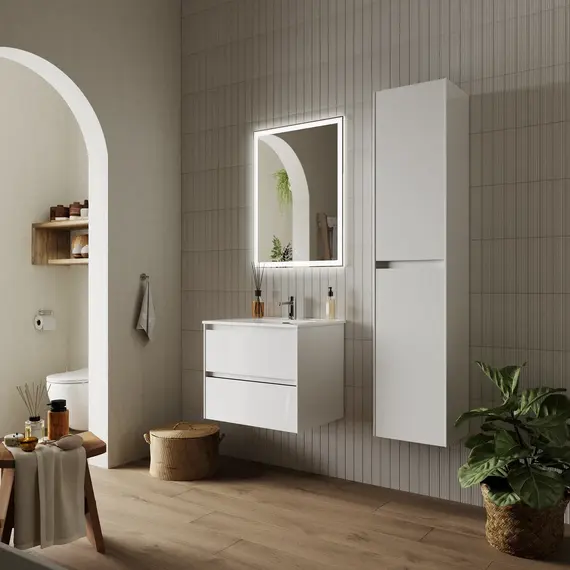 ТУМБА ПОДВЕСНАЯ SANCOS CENTO 590Х450Х500, C ДВУМЯ ЯЩИКАМИ ОСНАЩЕННЫМИ ДОВОДЧИКАМИ,БЕЛЫЙ ГЛЯНЕЦ, АРТ. CN60W