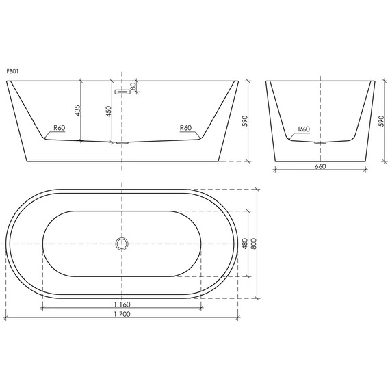 ВАННА АКРИЛОВАЯ ОТДЕЛЬНОСТОЯЩАЯ SANCOS MIMI 170X80X59, БЕЛАЯ