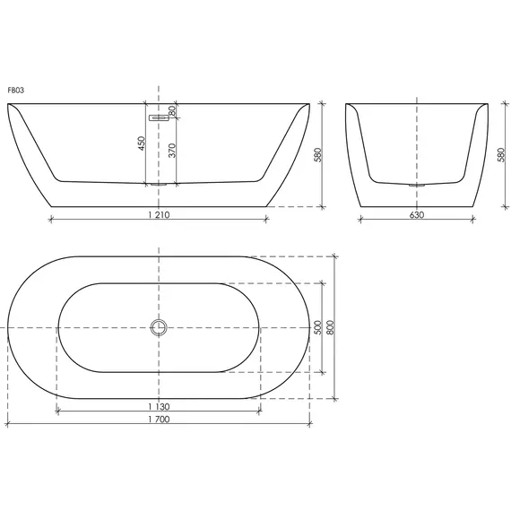 ВАННА АКРИЛОВАЯ ОТДЕЛЬНОСТОЯЩАЯ SANCOS FUSION 170X80X58, БЕЛАЯ