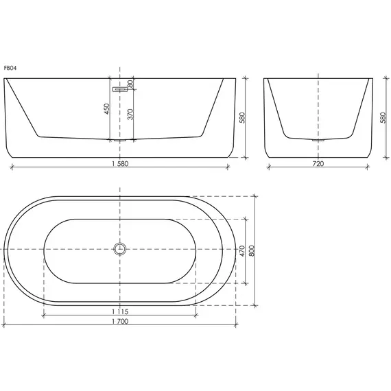 ВАННА АКРИЛОВАЯ ОТДЕЛЬНОСТОЯЩАЯ SANCOS FIORI 170X80X58, БЕЛАЯ