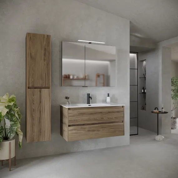 ТУМБА ПОДВЕСНАЯ SANCOS LIBRA 990Х450Х500, C ДВУМЯ ЯЩИКАМИ ОСНАЩЕННЫМИ ДОВОДЧИКАМИ, ДУБ ЧАРЛЬСТОН, АРТ. LB100ECH