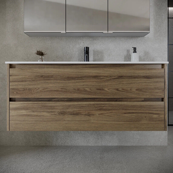 ТУМБА ПОДВЕСНАЯ SANCOS LIBRA 1190Х450Х500, C ДВУМЯ ЯЩИКАМИ ОСНАЩЕННЫМИ ДОВОДЧИКАМИ, ДУБ ЧАРЛЬСТОН, АРТ. LB120-1ECH