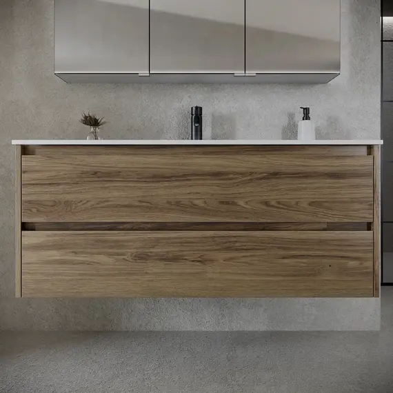 ТУМБА ПОДВЕСНАЯ SANCOS LIBRA 1190Х450Х500, C ДВУМЯ ЯЩИКАМИ ОСНАЩЕННЫМИ ДОВОДЧИКАМИ, ДУБ ЧАРЛЬСТОН, АРТ. LB120-1ECH