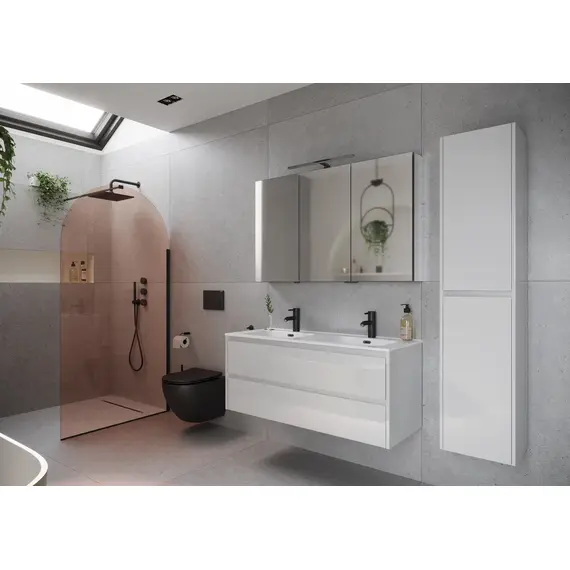 ТУМБА ПОДВЕСНАЯ SANCOS LIBRA 1190Х450Х500, C ДВУМЯ ЯЩИКАМИ ОСНАЩЕННЫМИ ДОВОДЧИКАМИ, БЕЛЫЙ ГЛЯНЕЦ , АРТ. LB120-2W