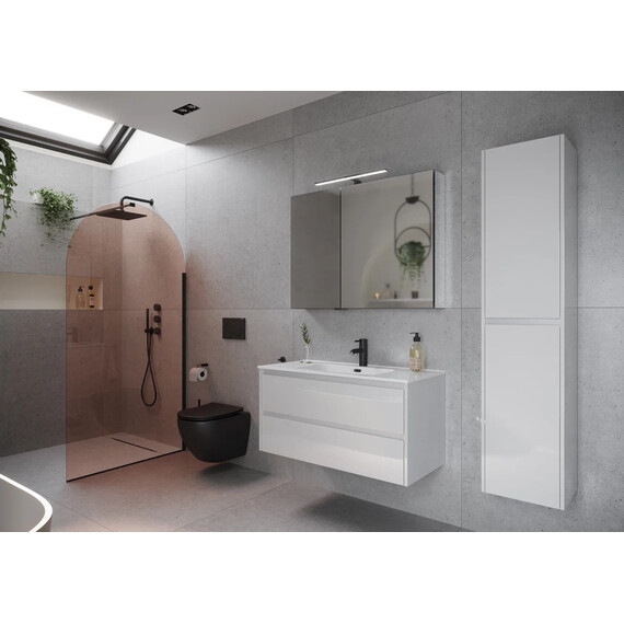 ТУМБА ПОДВЕСНАЯ SANCOS LIBRA 990Х450Х500, C ДВУМЯ ЯЩИКАМИ ОСНАЩЕННЫМИ ДОВОДЧИКАМИ, БЕЛЫЙ ГЛЯНЕЦ , АРТ. LB100W