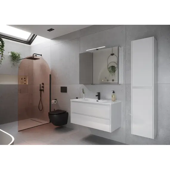 ТУМБА ПОДВЕСНАЯ SANCOS LIBRA 990Х450Х500, C ДВУМЯ ЯЩИКАМИ ОСНАЩЕННЫМИ ДОВОДЧИКАМИ, БЕЛЫЙ ГЛЯНЕЦ , АРТ. LB100W