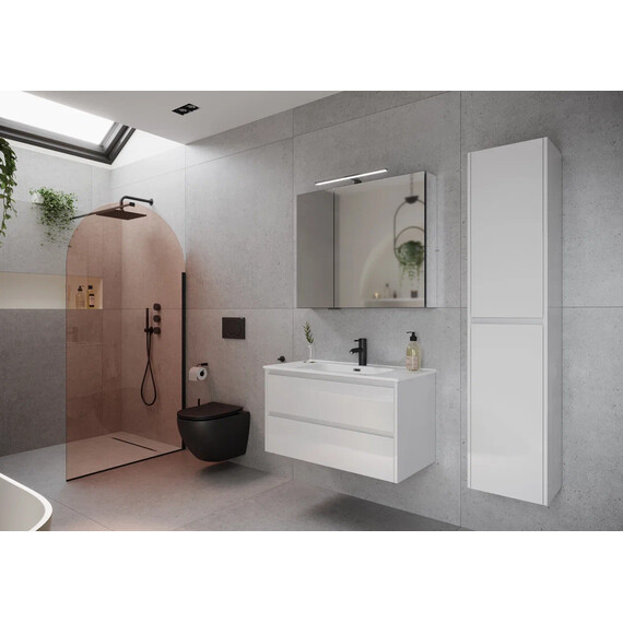 ТУМБА ПОДВЕСНАЯ SANCOS LIBRA 890Х450Х500, C ДВУМЯ ЯЩИКАМИ ОСНАЩЕННЫМИ ДОВОДЧИКАМИ, БЕЛЫЙ ГЛЯНЕЦ , АРТ. LB90W