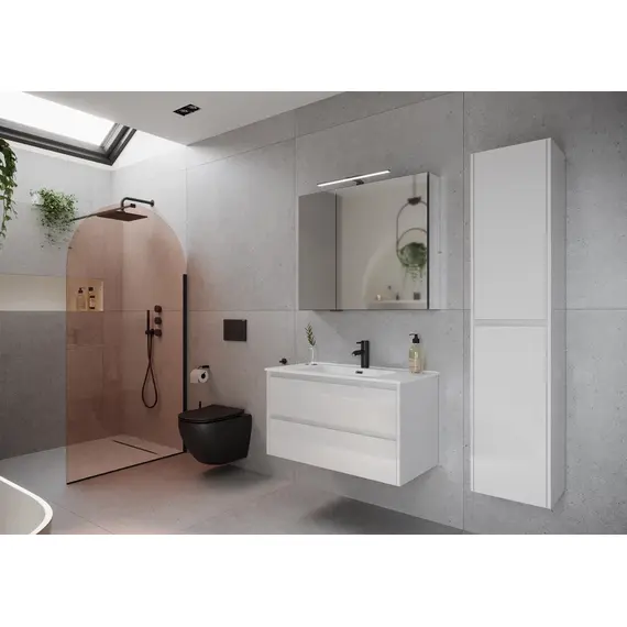 ТУМБА ПОДВЕСНАЯ SANCOS LIBRA 890Х450Х500, C ДВУМЯ ЯЩИКАМИ ОСНАЩЕННЫМИ ДОВОДЧИКАМИ, БЕЛЫЙ ГЛЯНЕЦ , АРТ. LB90W