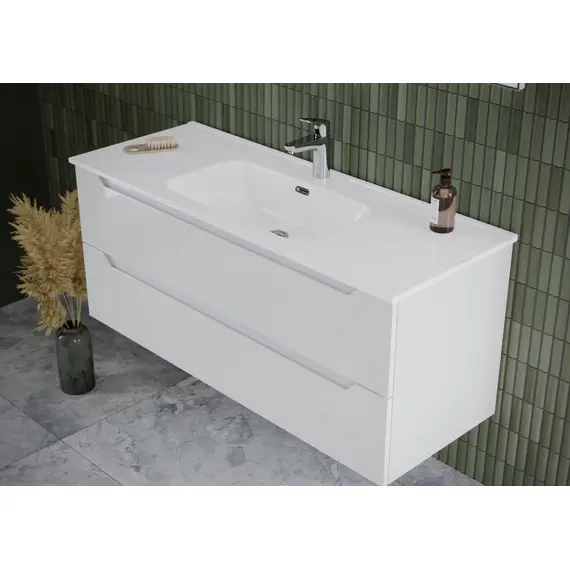 ТУМБА ПОДВЕСНАЯ SANCOS NORMA 2.0 1190Х450Х500, C ДВУМЯ ЯЩИКАМИ ОСНАЩЕННЫМИ ДОВОДЧИКАМИ, БЕЛЫЙ ГЛЯНЕЦ , АРТ. NR2.120-1W