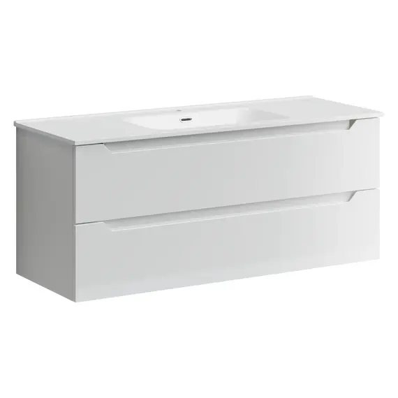 ТУМБА ПОДВЕСНАЯ SANCOS NORMA 2.0 1190Х450Х500, C ДВУМЯ ЯЩИКАМИ ОСНАЩЕННЫМИ ДОВОДЧИКАМИ, БЕЛЫЙ ГЛЯНЕЦ , АРТ. NR2.120-1W