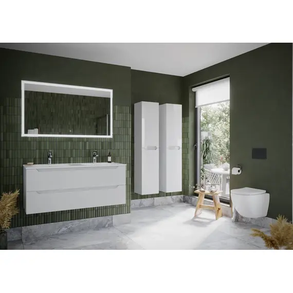 ТУМБА ПОДВЕСНАЯ SANCOS NORMA 2.0 1190Х450Х500, C ДВУМЯ ЯЩИКАМИ ОСНАЩЕННЫМИ ДОВОДЧИКАМИ, БЕЛЫЙ ГЛЯНЕЦ , АРТ. NR2.120-2W