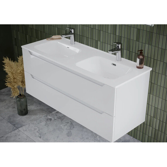 ТУМБА ПОДВЕСНАЯ SANCOS NORMA 2.0 1190Х450Х500, C ДВУМЯ ЯЩИКАМИ ОСНАЩЕННЫМИ ДОВОДЧИКАМИ, БЕЛЫЙ ГЛЯНЕЦ , АРТ. NR2.120-2W