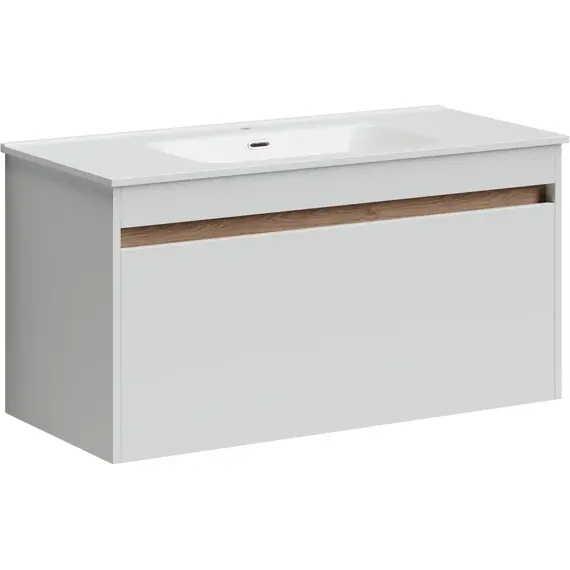 ТУМБА ПОДВЕСНАЯ SANCOS SMART 990Х450Х500, C ДВУМЯ ЯЩИКАМИ ОСНАЩЕННЫМИ ДОВОДЧИКАМИ, БЕЛЫЙ ГЛЯНЕЦ , АРТ. SM100W