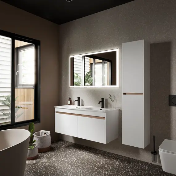 ТУМБА ПОДВЕСНАЯ SANCOS SMART 1190Х450Х500, 4 ЯЩИКА ОСНАЩЕННЫМИ ДОВОДЧИКАМИ, БЕЛЫЙ ГЛЯНЕЦ , АРТ. SM120-2W