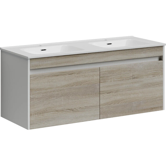 ТУМБА ПОДВЕСНАЯ SANCOS SMART 1190Х450Х500, 4 ЯЩИКА ОСНАЩЕННЫМИ ДОВОДЧИКАМИ, ДУБ БАРДОЛИНО/БЕЛЫЙ  , АРТ. SM120-2E