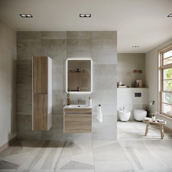 ТУМБА ПОДВЕСНАЯ SANCOS SMART 590Х450Х500, C ДВУМЯ ЯЩИКАМИ ОСНАЩЕННЫМИ ДОВОДЧИКАМИ, ДУБ БАРДОЛИНО/БЕЛЫЙ , АРТ. SM60E