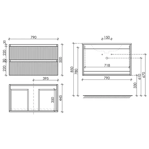 ТУМБА ПОДВЕСНАЯ SANCOS SNOB R 790Х445Х500, C ДВУМЯ ЯЩИКАМИ ОСНАЩЕННЫМИ ДОВОДЧИКАМИ, BIANCO, АРТ.SNR80W