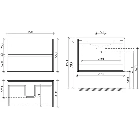 ТУМБА ПОДВЕСНАЯ SANCOS URBAN 790Х450Х550, C ДВУМЯ ЯЩИКАМИ ОСНАЩЕННЫМИ ДОВОДЧИКАМИ, ДУБ ГАЛИФАКС НАТУРАЛЬНЫЙ, АРТ. UR80EG
