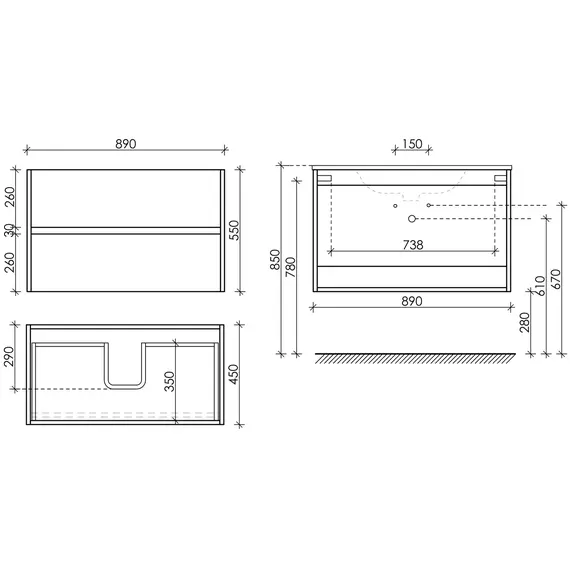ТУМБА ПОДВЕСНАЯ SANCOS URBAN 890Х450Х550, C ДВУМЯ ЯЩИКАМИ ОСНАЩЕННЫМИ ДОВОДЧИКАМИ, БЕЛЫЙ ГЛЯНЕЦ , АРТ. UR90W