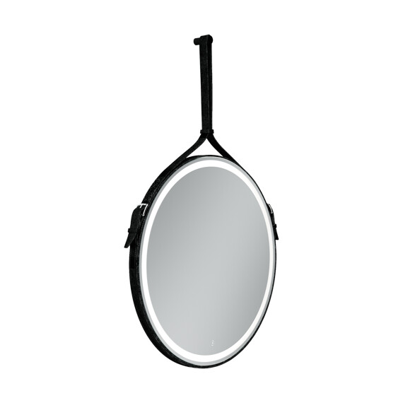 ЗЕРКАЛО ДЛЯ ВАННОЙ КОМНАТЫ  SANCOS DAMES D650 С ПОДСВЕТКОЙ , РЕМЕНЬ ИЗ НАТУРАЛЬНОЙ ЧЕРНОЙ КОЖИ, АРТ. DA650