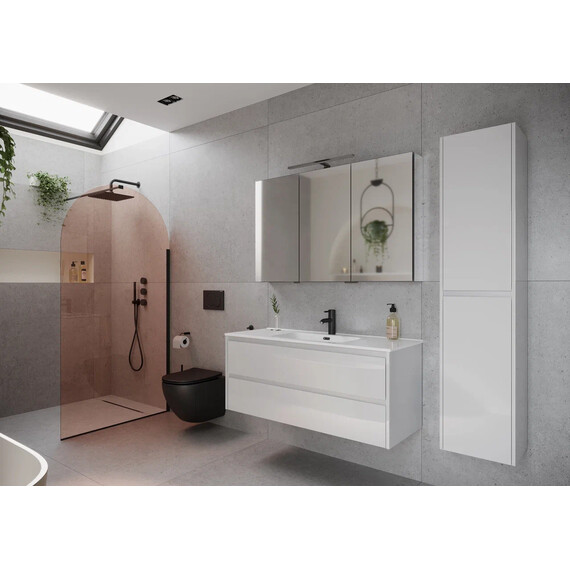 ТУМБА ПОДВЕСНАЯ SANCOS LIBRA 1190Х450Х500, C ДВУМЯ ЯЩИКАМИ ОСНАЩЕННЫМИ ДОВОДЧИКАМИ, БЕЛЫЙ ГЛЯНЕЦ , АРТ. LB120-1W