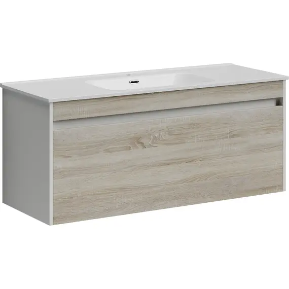 ТУМБА ПОДВЕСНАЯ SANCOS SMART 1190Х450Х500, C ДВУМЯ ЯЩИКАМИ ОСНАЩЕННЫМИ ДОВОДЧИКАМИ, ДУБ БАРДОЛИНО/БЕЛЫЙ , АРТ. SM120-1E