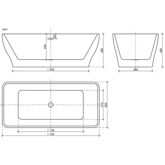 ВАННА АКРИЛОВАЯ ОТДЕЛЬНОСТОЯЩАЯ SANCOS NEO 170X80X58, БЕЛАЯ