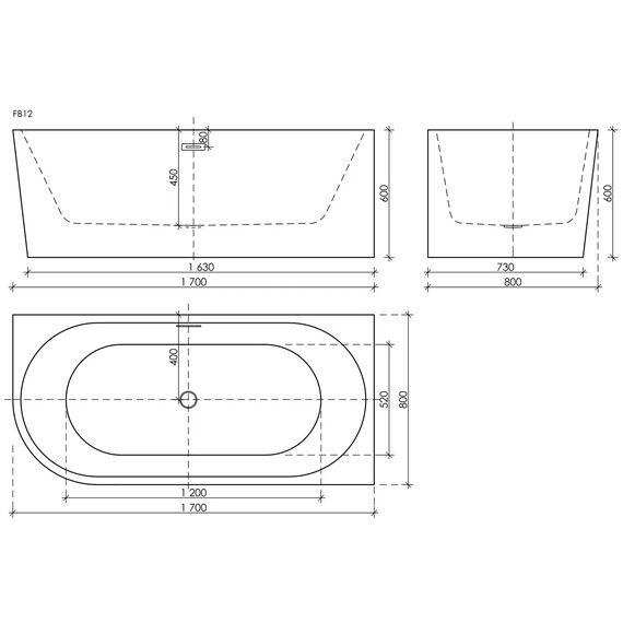 ВАННА АКРИЛОВАЯ ОТДЕЛЬНОСТОЯЩАЯ SANCOS VENETO R 170X80X60, БЕЛАЯ