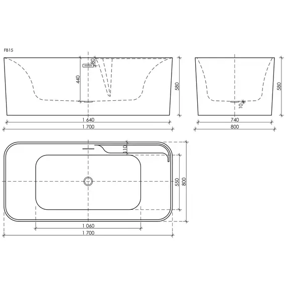 ВАННА АКРИЛОВАЯ ОТДЕЛЬНОСТОЯЩАЯ SANCOS SIGMA 170X80X58, БЕЛАЯ