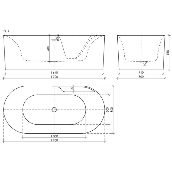 ВАННА АКРИЛОВАЯ ОТДЕЛЬНОСТОЯЩАЯ SANCOS OMEGA 170X80X58, БЕЛАЯ