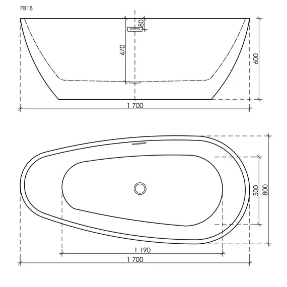 ВАННА АКРИЛОВАЯ ОТДЕЛЬНОСТОЯЩАЯ SANCOS AVOCADO 170X80X60, БЕЛАЯ