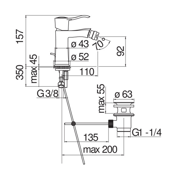 СМЕСИТЕЛЬ ДЛЯ БИДЕ NOBILI SOFI SI98119/1CR CHROME