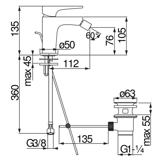 СМЕСИТЕЛЬ ДЛЯ БИДЕ NOBILI YOYO YO126119/1CR CHROME