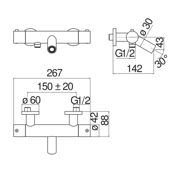 ТЕРМОСТАТИЧЕСКИЙ СМЕСИТЕЛЬ ДЛЯ ВАННЫ NOBILI LIVELV00010/1WM МАТОВЫЙ, БЕЛЫЙ
