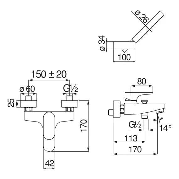 СМЕСИТЕЛЬ ДЛЯ ВАННЫ NOBILI YOYO YO126110CR CHROME