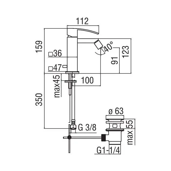 СМЕСИТЕЛЬ ДЛЯ БИДЕ NOBILI RAY RY00119/1CR