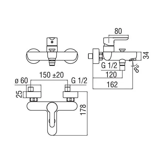 СМЕСИТЕЛЬ ДЛЯ ВАННЫ NOBILI ABC AB87110/1CR