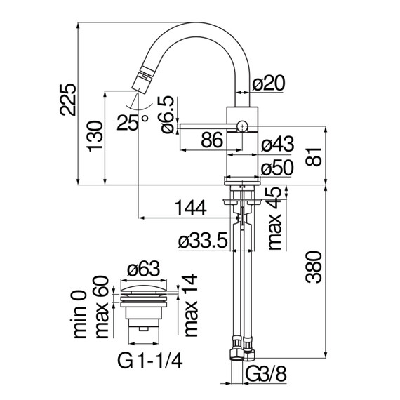 СМЕСИТЕЛЬ ДЛЯ БИДЕ NOBILI VELIS VE125139/2RCP С ДОННЫМ КЛАПАНОМ, RED CANYON