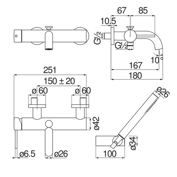 СМЕСИТЕЛЬ ДЛЯ ВАННЫ NOBILI VELIS VE125110RCP RED CANYON